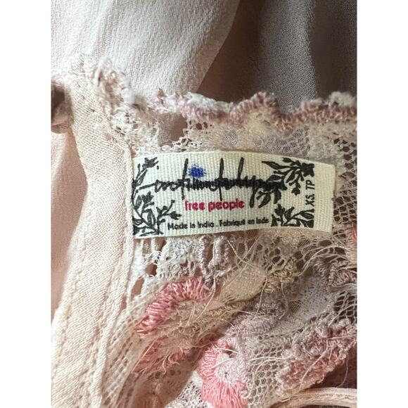 New Free People Midnight Magic Maxi Slip Dress Size XSmall Pink Beaded - Picture 15 of 15